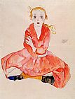 Egon Schiele Seated Girl Facing Front painting